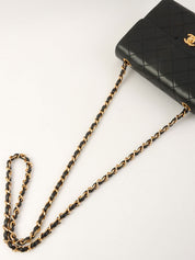 1990's Square Classic Flap Chain Bag, Black