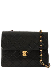 1990's Square Classic Flap Chain Bag, Black