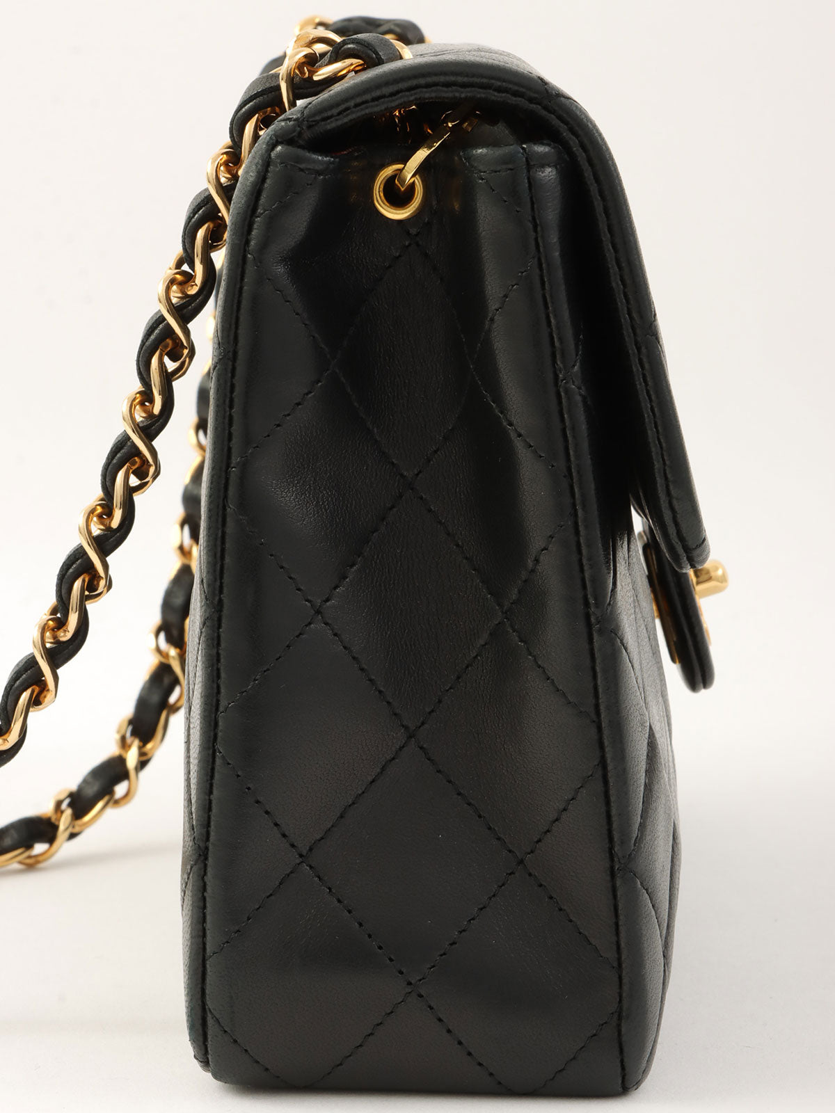 1990's Square Classic Flap Chain Bag, Black