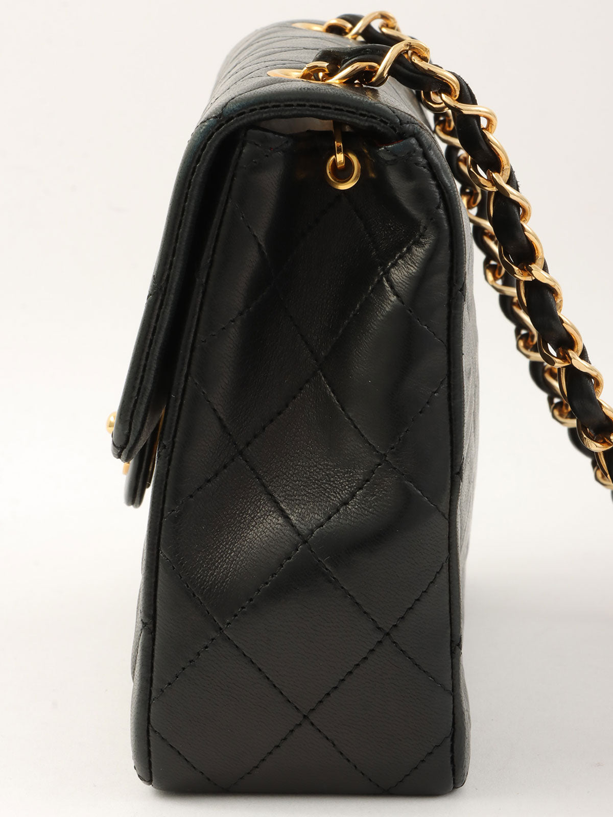 1990's Square Classic Flap Chain Bag, Black