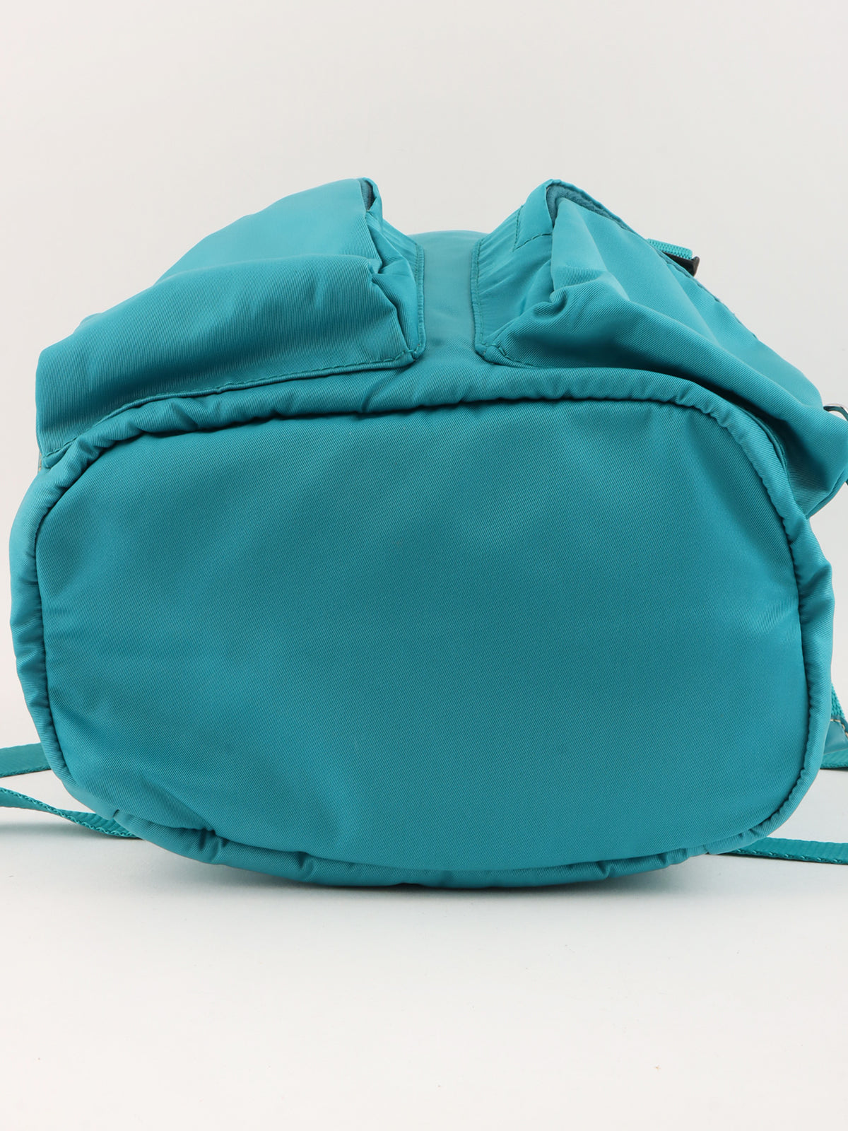 Nylon logo plate backpack in turquoise blue