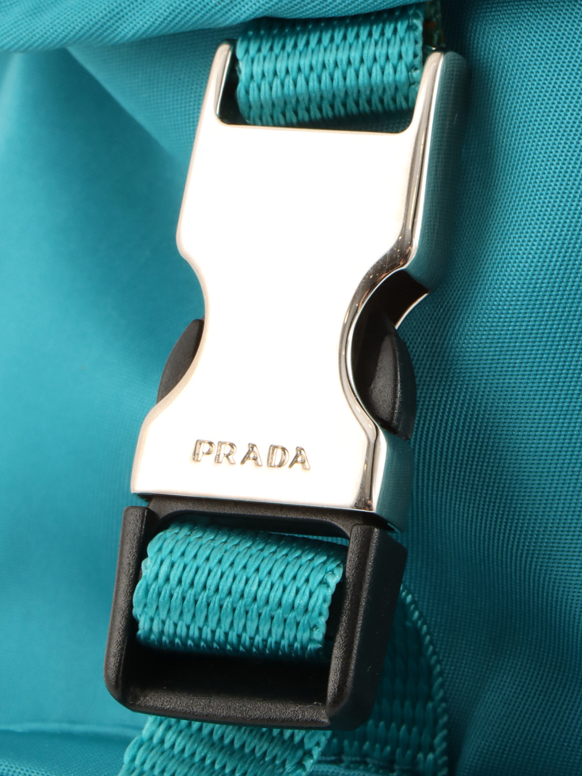 Nylon logo plate backpack in turquoise blue