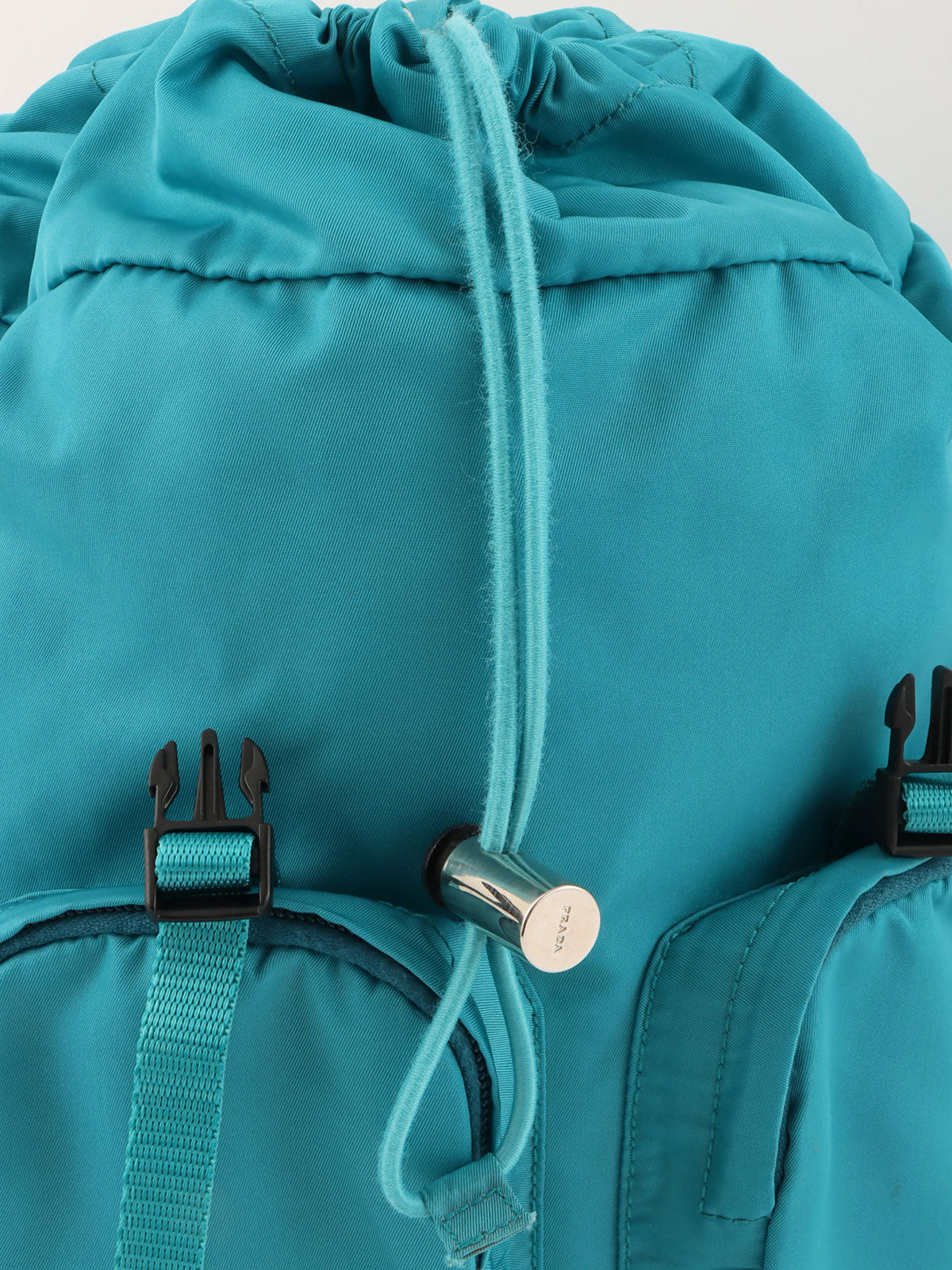 Nylon logo plate backpack in turquoise blue