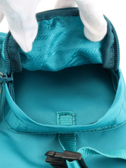 Nylon logo plate backpack in turquoise blue