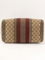 Canvas GG Pattern Sherry Line Boston Bag in Beige/Brown/Bordeaux