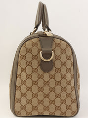 Canvas GG Pattern Sherry Line Boston Bag in Beige/Brown/Bordeaux