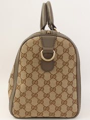 Canvas GG Pattern Sherry Line Boston Bag in Beige/Brown/Bordeaux