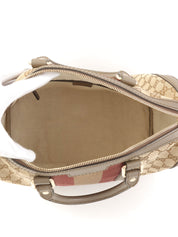 Canvas GG Pattern Sherry Line Boston Bag in Beige/Brown/Bordeaux