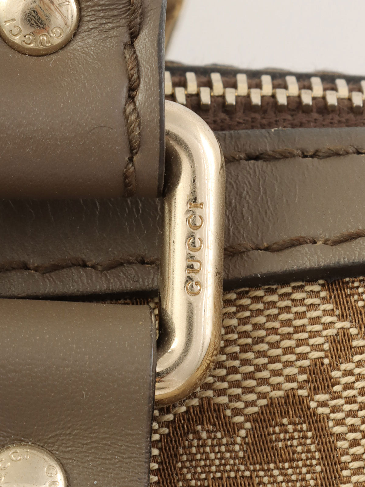 Canvas GG Pattern Sherry Line Boston Bag in Beige/Brown/Bordeaux