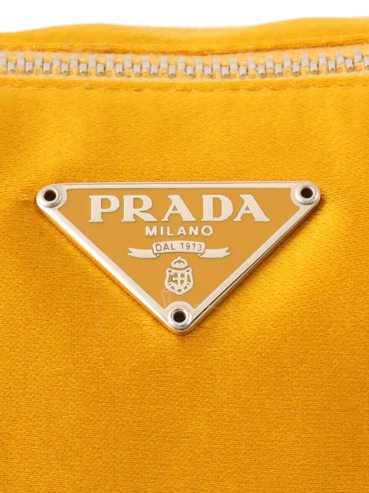 Nylon logo plate handbag in yellow