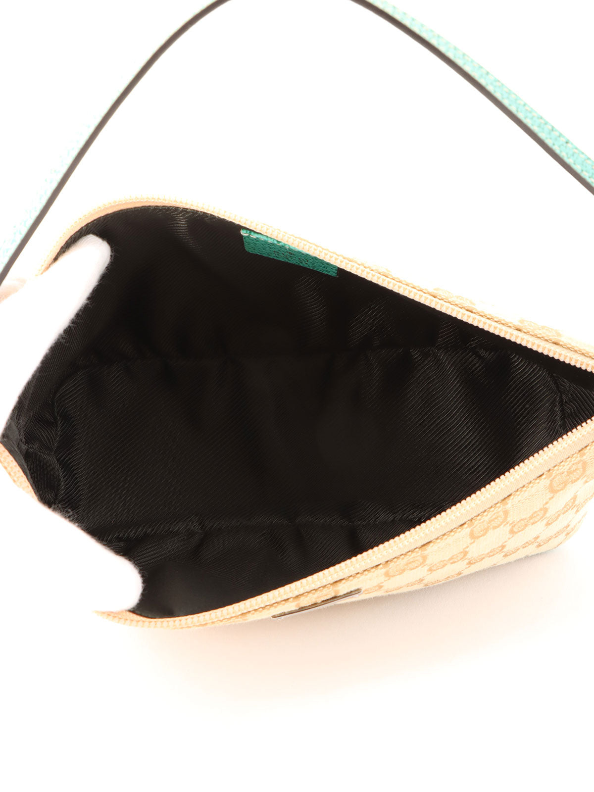 Canvas GG logo plate handbag in beige/turquoise