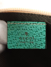 Canvas GG logo plate handbag in beige/turquoise