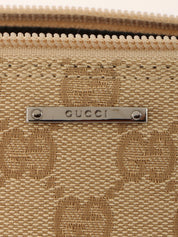 Canvas GG logo plate handbag in beige/turquoise