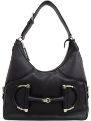 シェリーラインホースビットプレートワンショルダーバッグ　ブラック