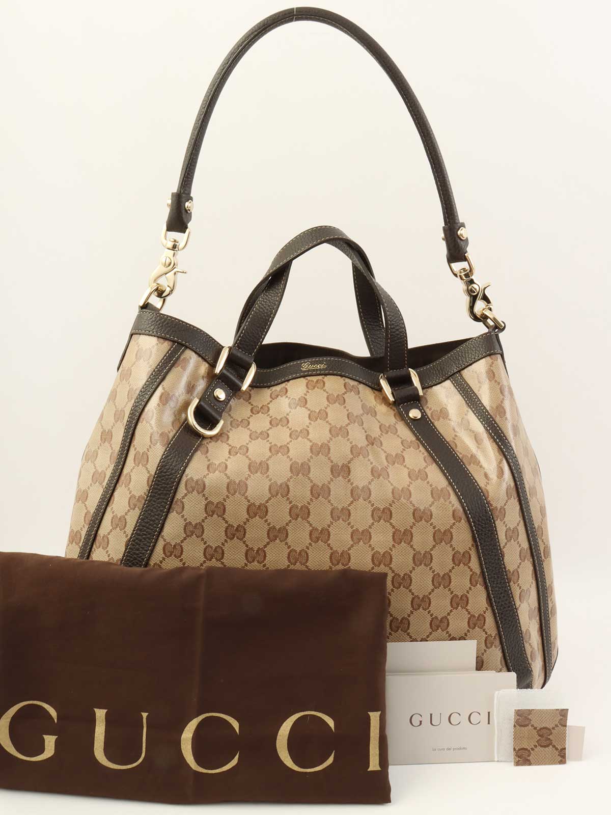 GG 水晶两用包，米色