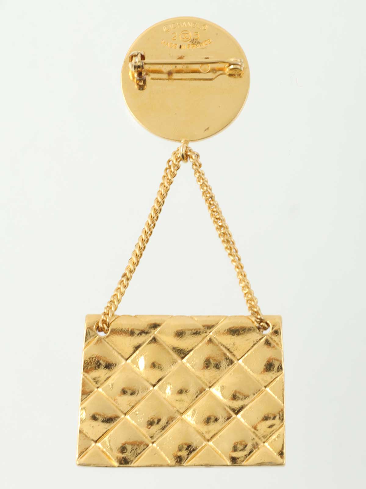 Coin CC Mark Bag Motif Brooch Gold