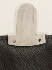 Quilted Logo Plate Chain Shoulder Bag in Black