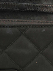 Quilted Logo Plate Chain Shoulder Bag in Black