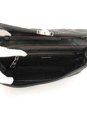 Quilted Logo Plate Chain Shoulder Bag in Black