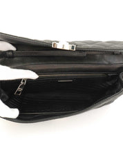 Quilted Logo Plate Chain Shoulder Bag in Black