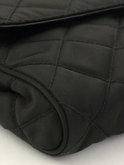 Quilted Logo Plate Chain Shoulder Bag in Black