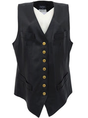 1993 Leather Logo Button Vest Black