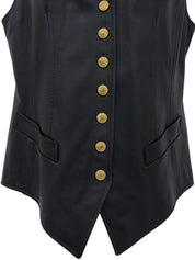 1993 Leather Logo Button Vest Black
