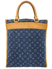 2000年製 デニムモノグラムフラットショッパー ブルー