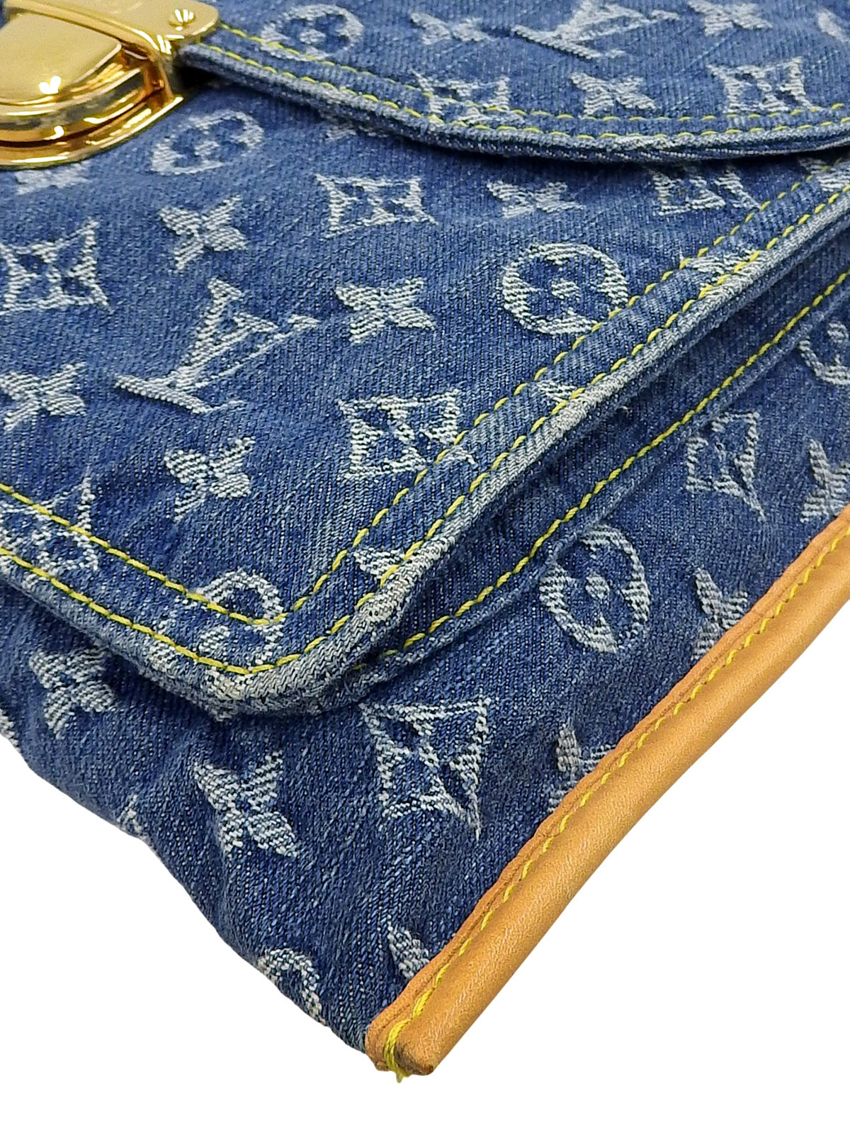 2000年製 デニムモノグラムフラットショッパー ブルー