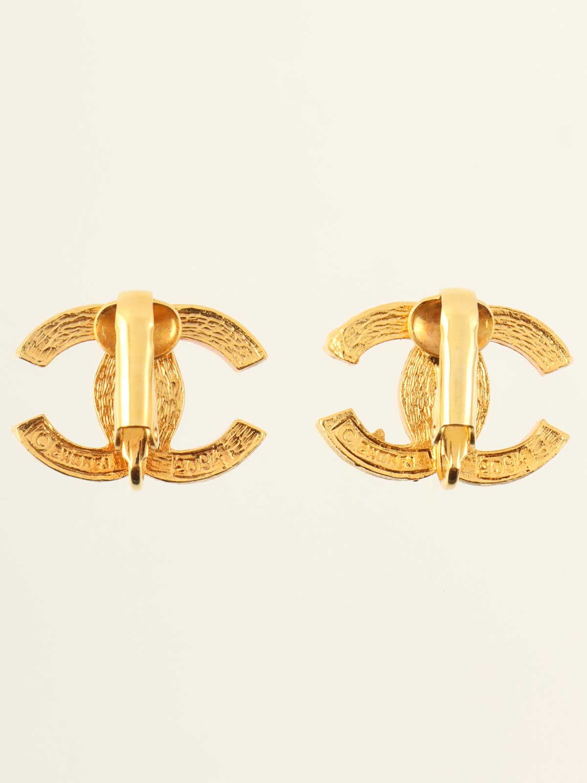 ラインストーンCCマークイヤリング ゴールド