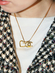 2004 Heart CC Mark Plate Necklace Silver