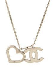 2004 Heart CC Mark Plate Necklace Silver