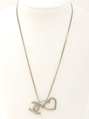 2004 Heart CC Mark Plate Necklace Silver