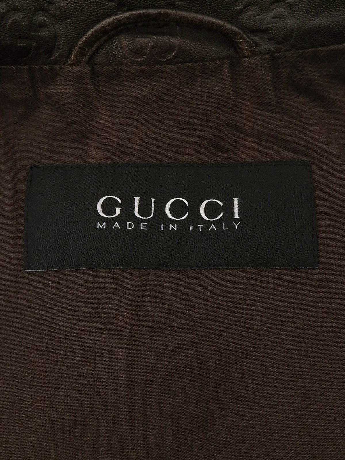 Brown real leather GG pattern single rider jacket