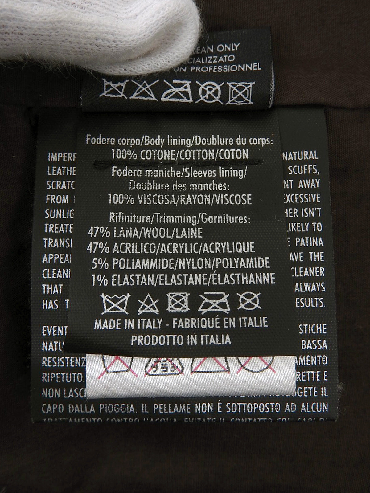 Brown real leather GG pattern single rider jacket