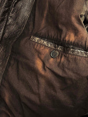 Brown real leather GG pattern single rider jacket