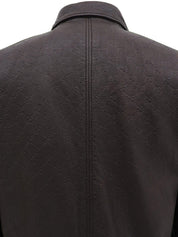 Brown real leather GG pattern single rider jacket