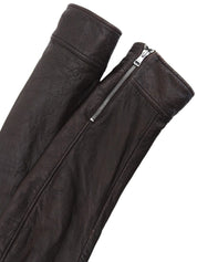 Brown real leather GG pattern single rider jacket