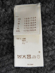 Wool logo button knit poncho in charcoal gray