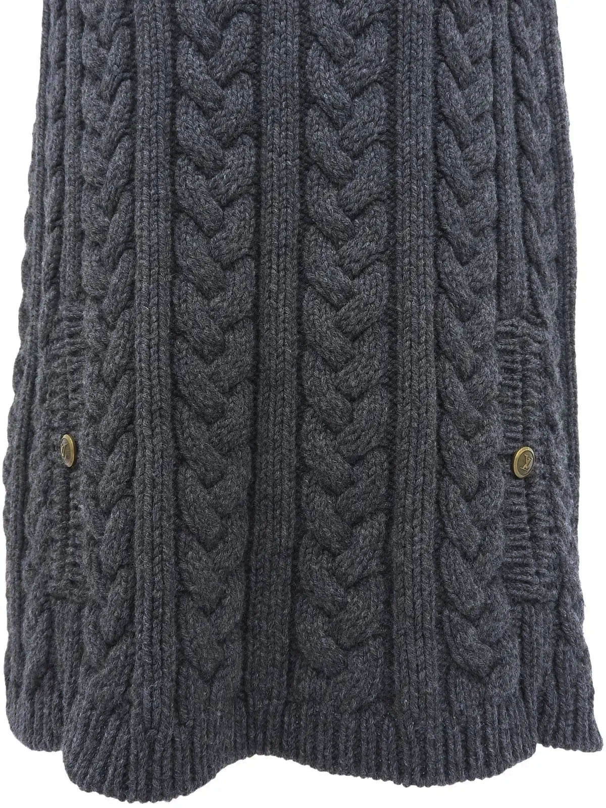 Wool logo button knit poncho in charcoal gray