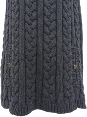 Wool logo button knit poncho in charcoal gray