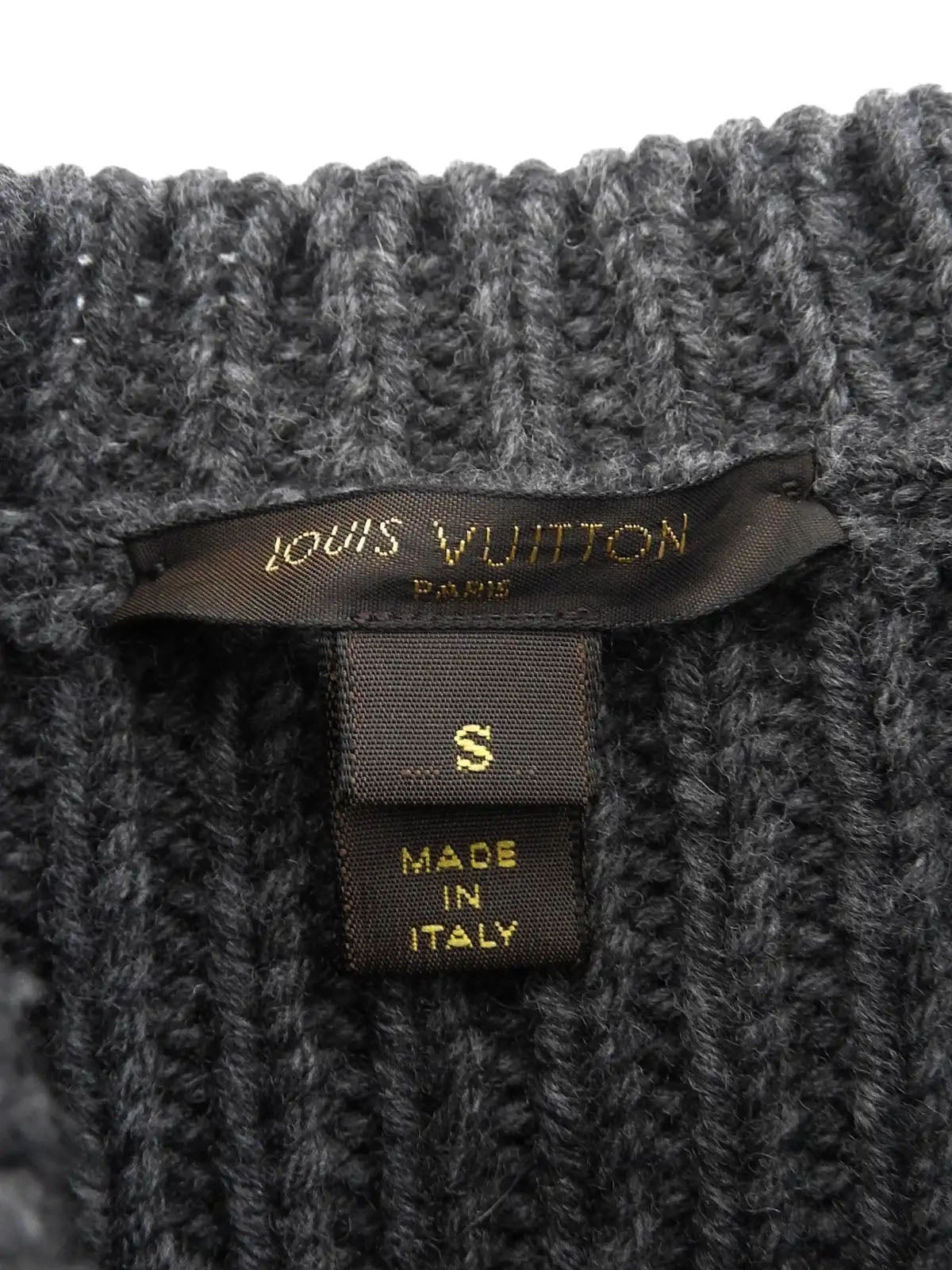 Wool logo button knit poncho in charcoal gray