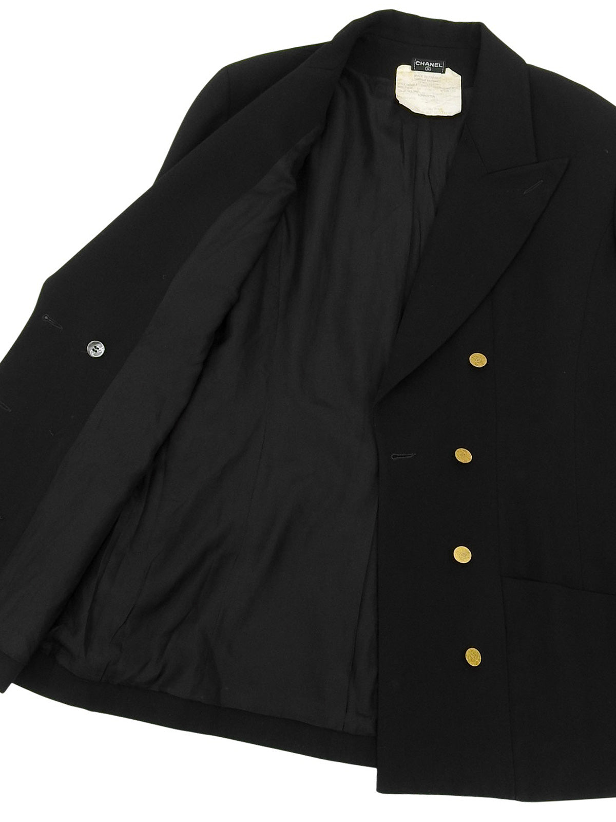 ウールCCマークボタンダブルブレストジャケット ブラック