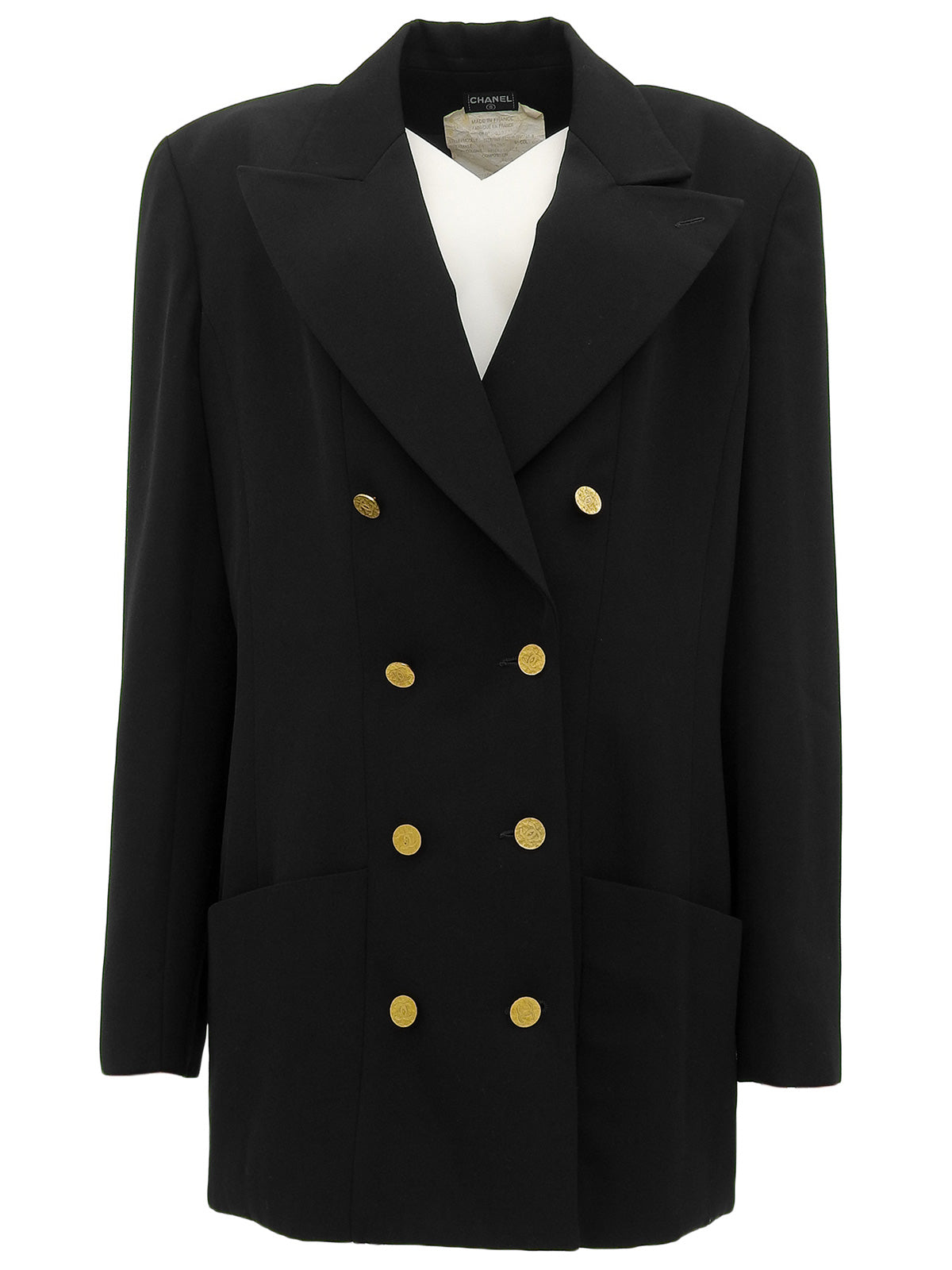 ウールCCマークボタンダブルブレストジャケット ブラック