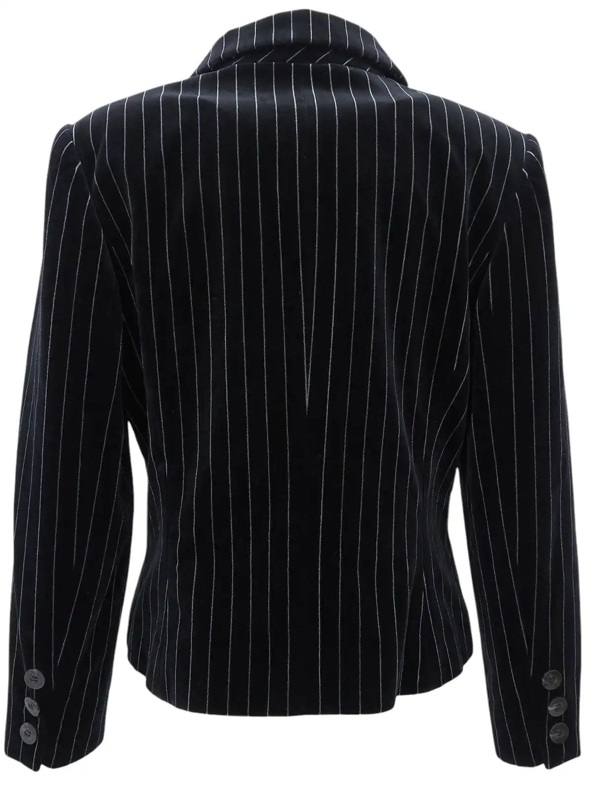 Velour Stripe Pattern Logo Button Jacket in Black/White