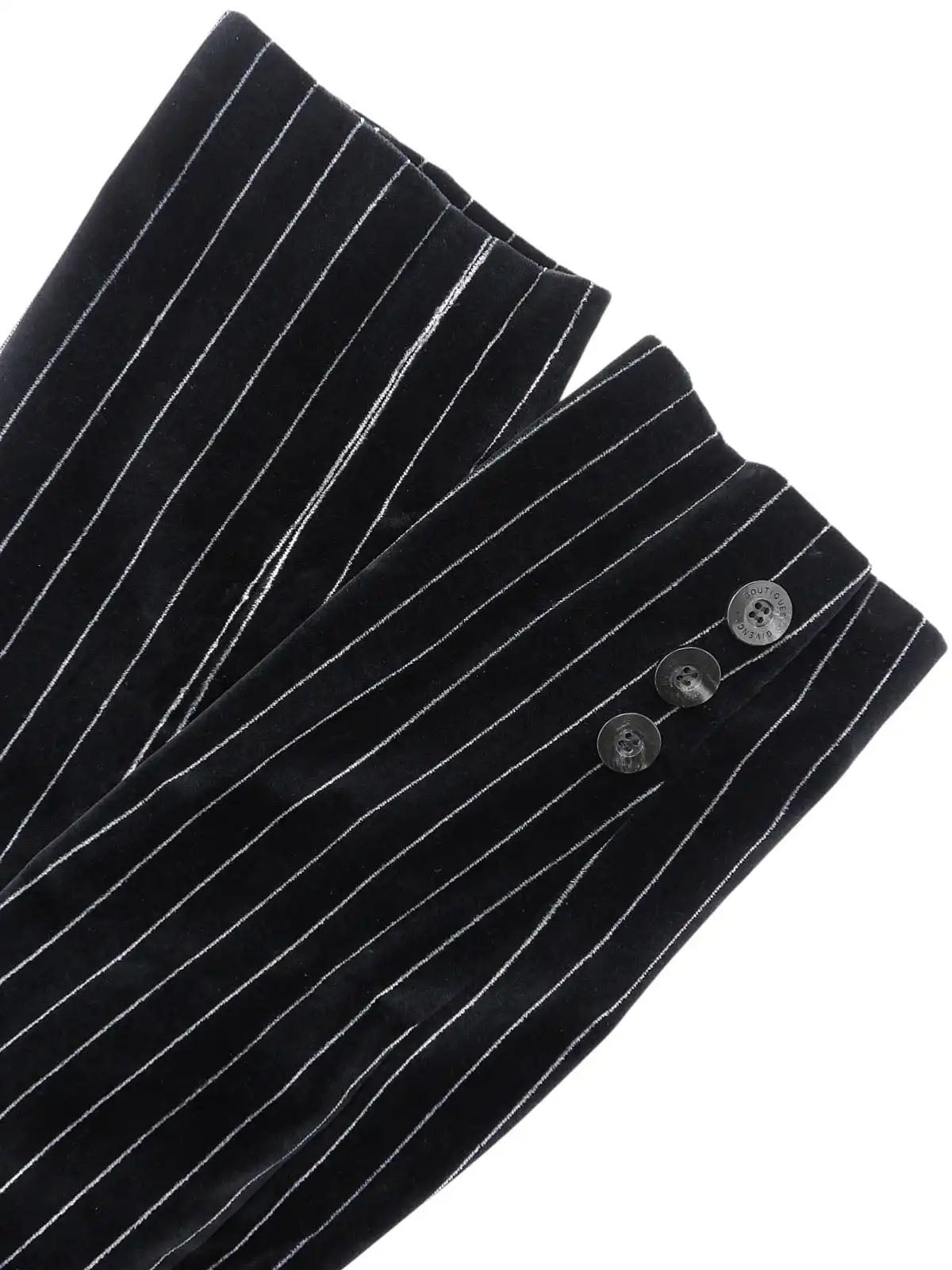 Velour Stripe Pattern Logo Button Jacket in Black/White