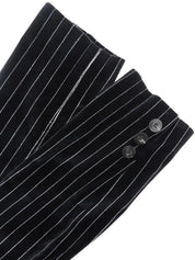 Velour Stripe Pattern Logo Button Jacket in Black/White