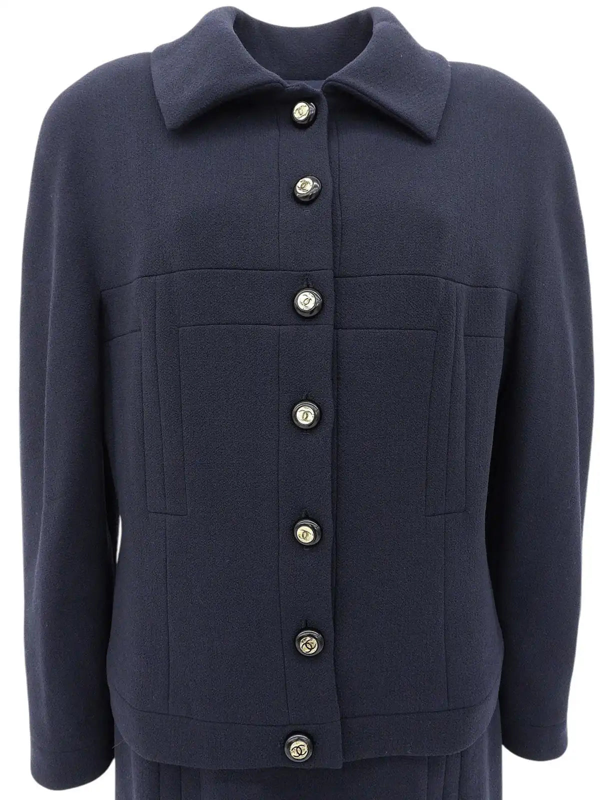 羊毛 CC 标志纽扣套装，深海军蓝