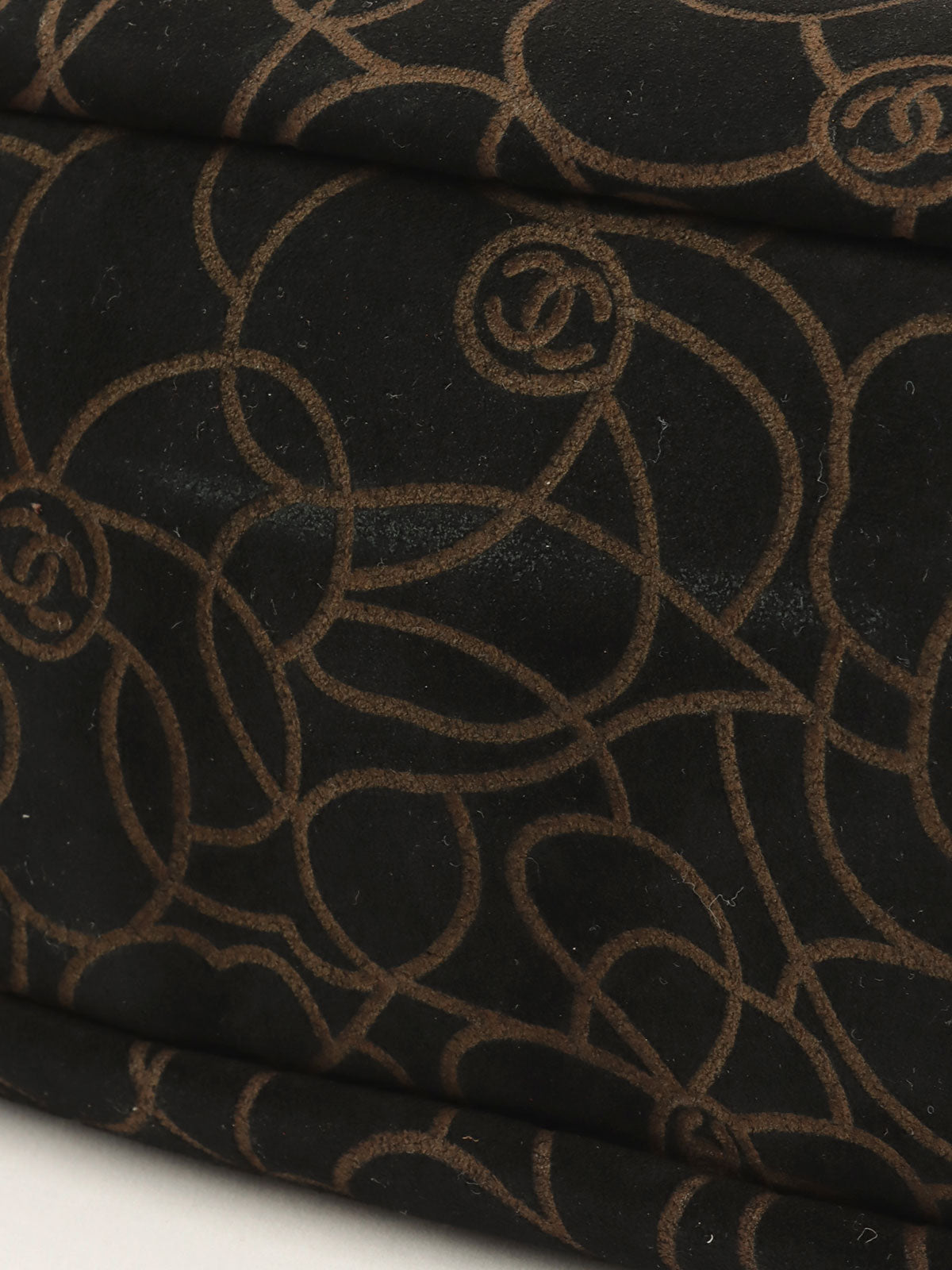 2004年頃製 スエードカメリアパターンCCマークプレートチェーンショルダーバッグ ブラック