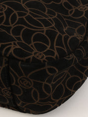 2004年頃製 スエードカメリアパターンCCマークプレートチェーンショルダーバッグ ブラック